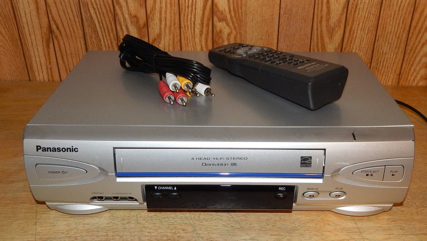 Panasonic PV-4524 Hi Fi Stereo VHS VCR withRemote Cables & Hdmi Adapter