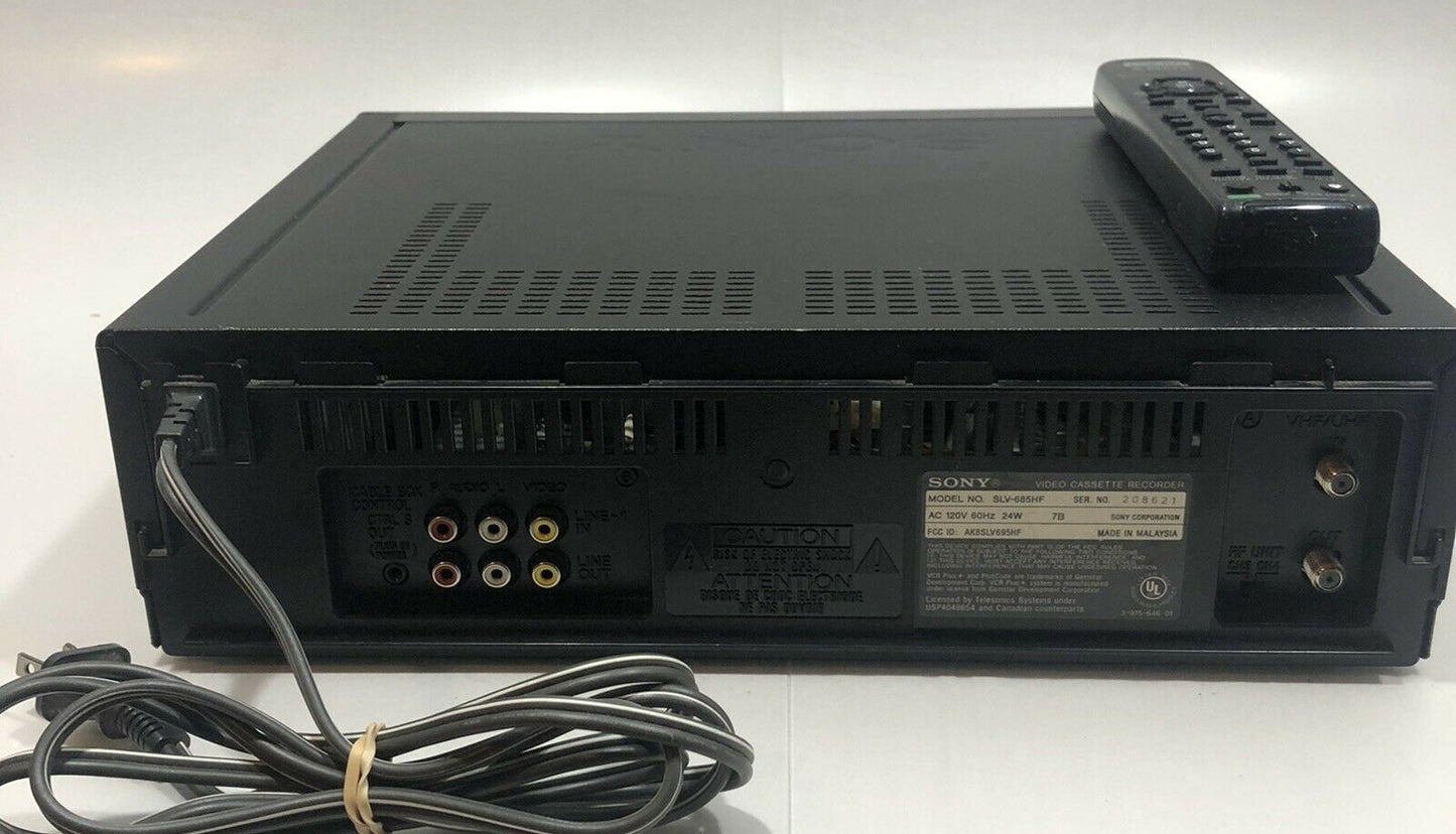 Sony SLV-685HF Hi Fi VHS VCR Vhs Player with Remote Cables & Hdmi Adapter