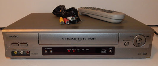 Sanyo VWM-900 Hi Fi Stereo 4 Head VHS VCR VHS Player with Remote, Cables & HDMI Adapter