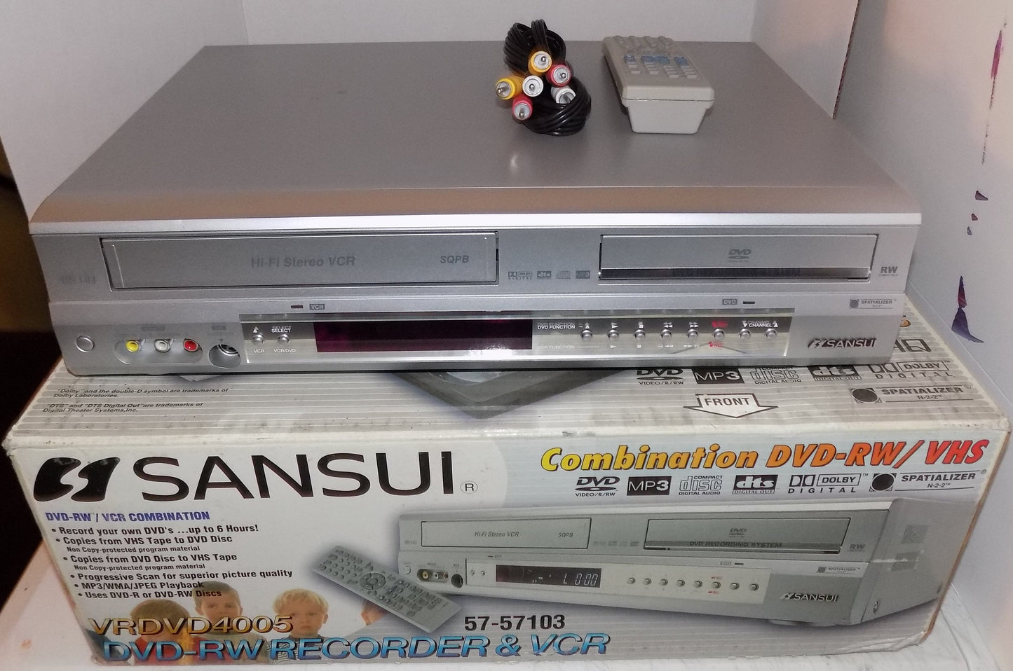 Sansui VRDVD4005 Dvd Recorder VCR Combo with Remote HDMI Adapter and AV Cables