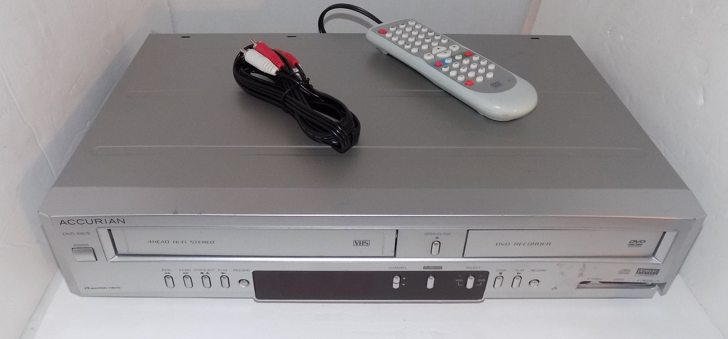 Funai Accurian Adr-0106 DVD Recorder VCR Combo Vhs to Dvd Dubbing with Remote, HDMI Adapter & A/V Cables