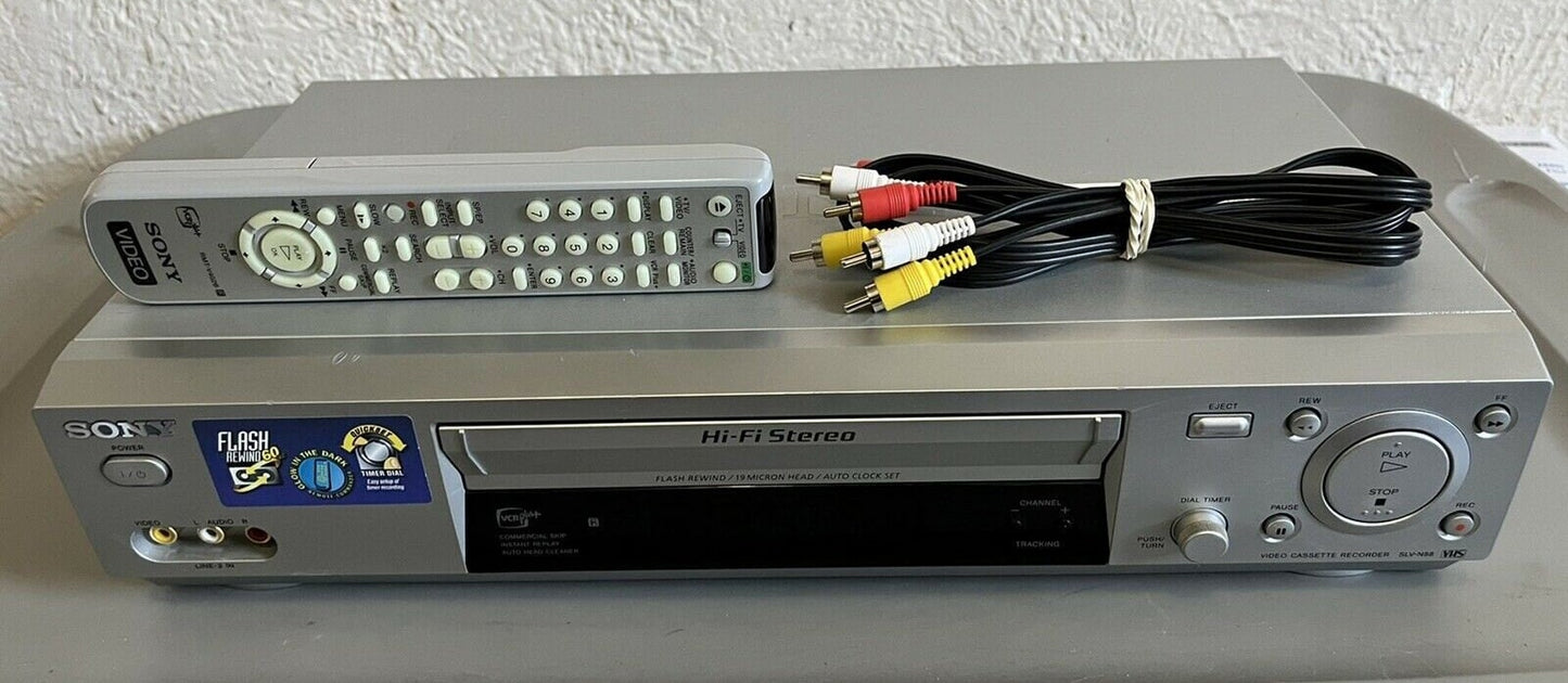 Sony SLV-N88 4 Head Stereo VHS VCR Vhs Player With Remote and Cables