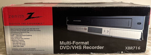 New Zenith XBR716 Multi-Format DVD Recorder VCR Combo HDMI Adapter Included