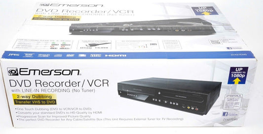 New Emerson ZV427EM5 DVD Recorder VCR Combo 2 Way Dubbing