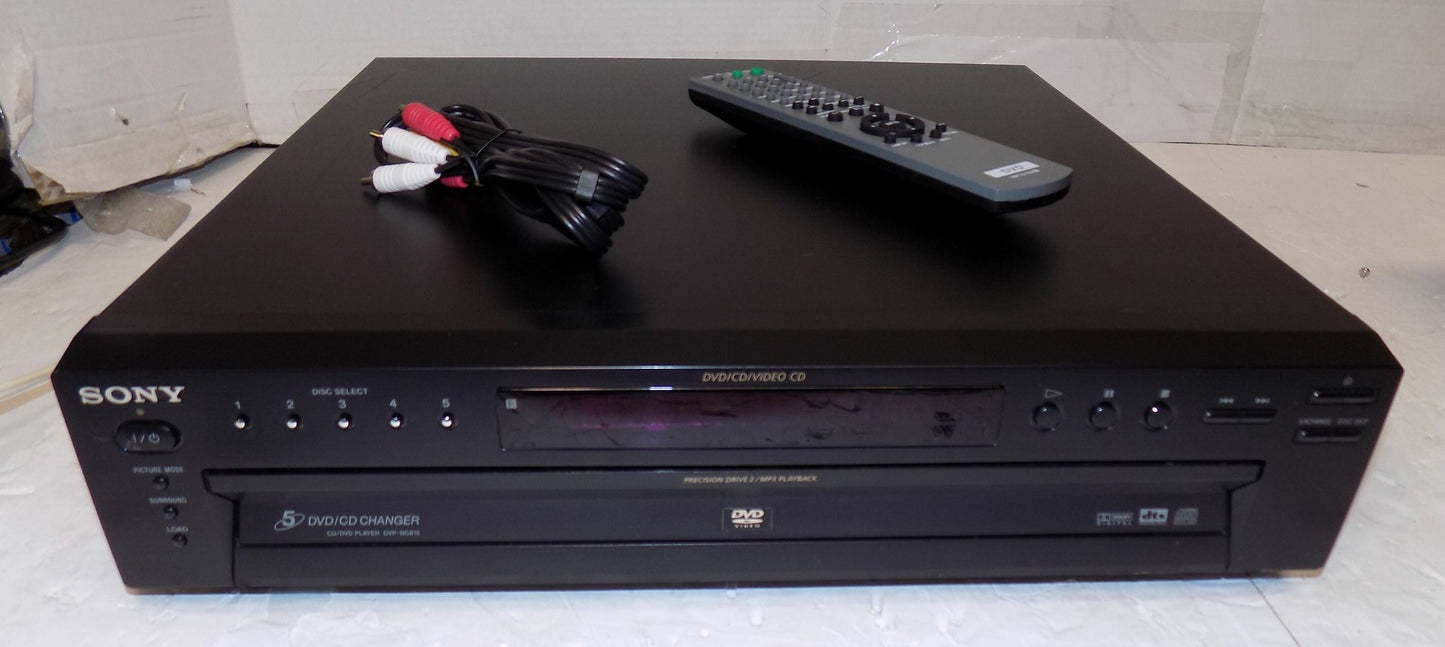 Sony DVP-NC615 5 Disc CD DVD Player 5 Multi Disc Changer with Remote, Cables and HDMI Adapter Black