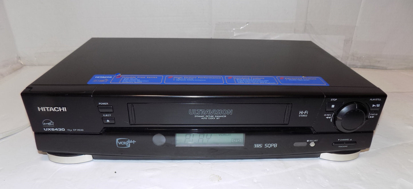 HITACHI VT-UX6430 Hi Fi Stereo VHS VCR Vhs Player with Tv Cables No Remote