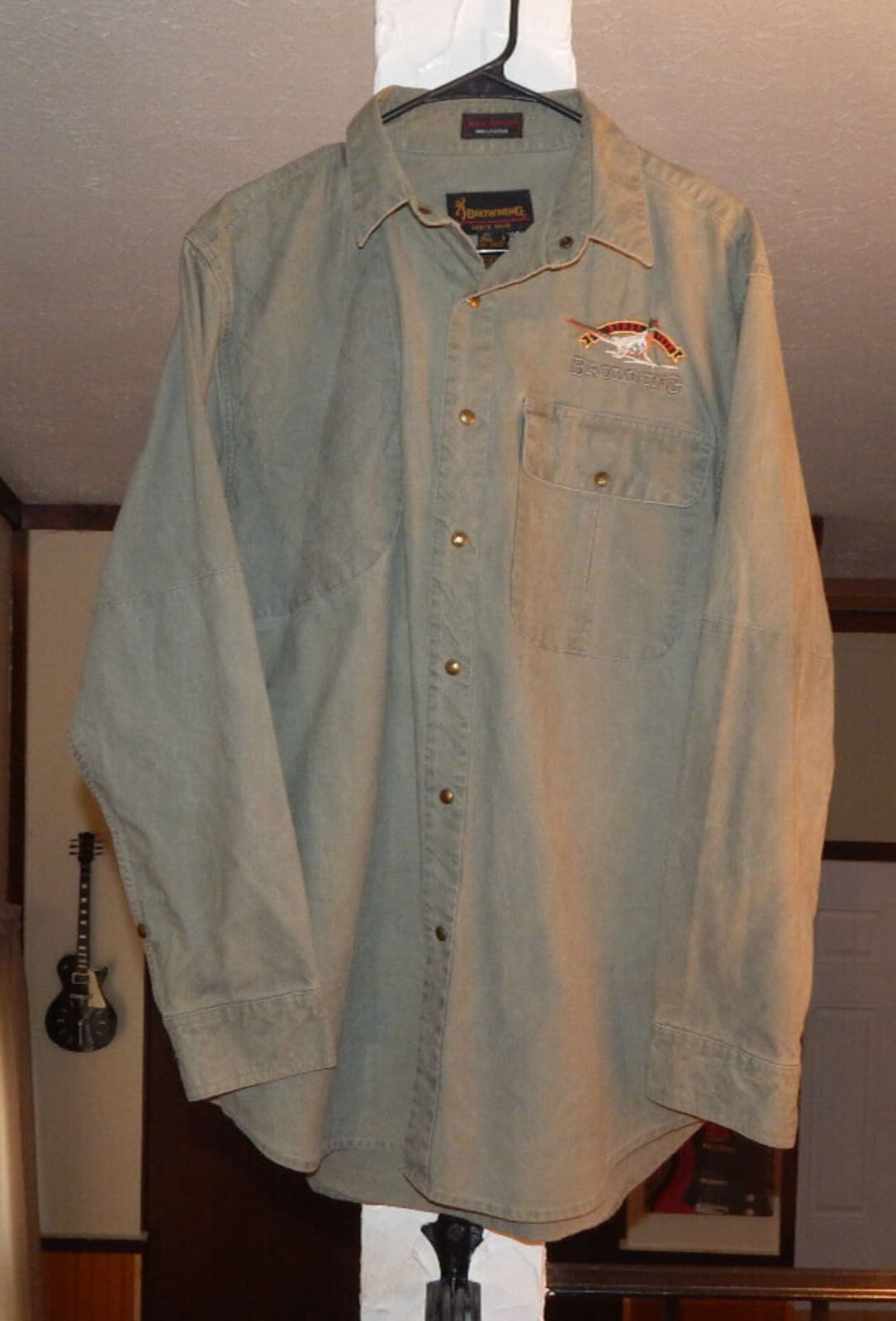 Vintage Browning Duck Hunters Outdoor Snap Button Hunting Shirt Mens Large