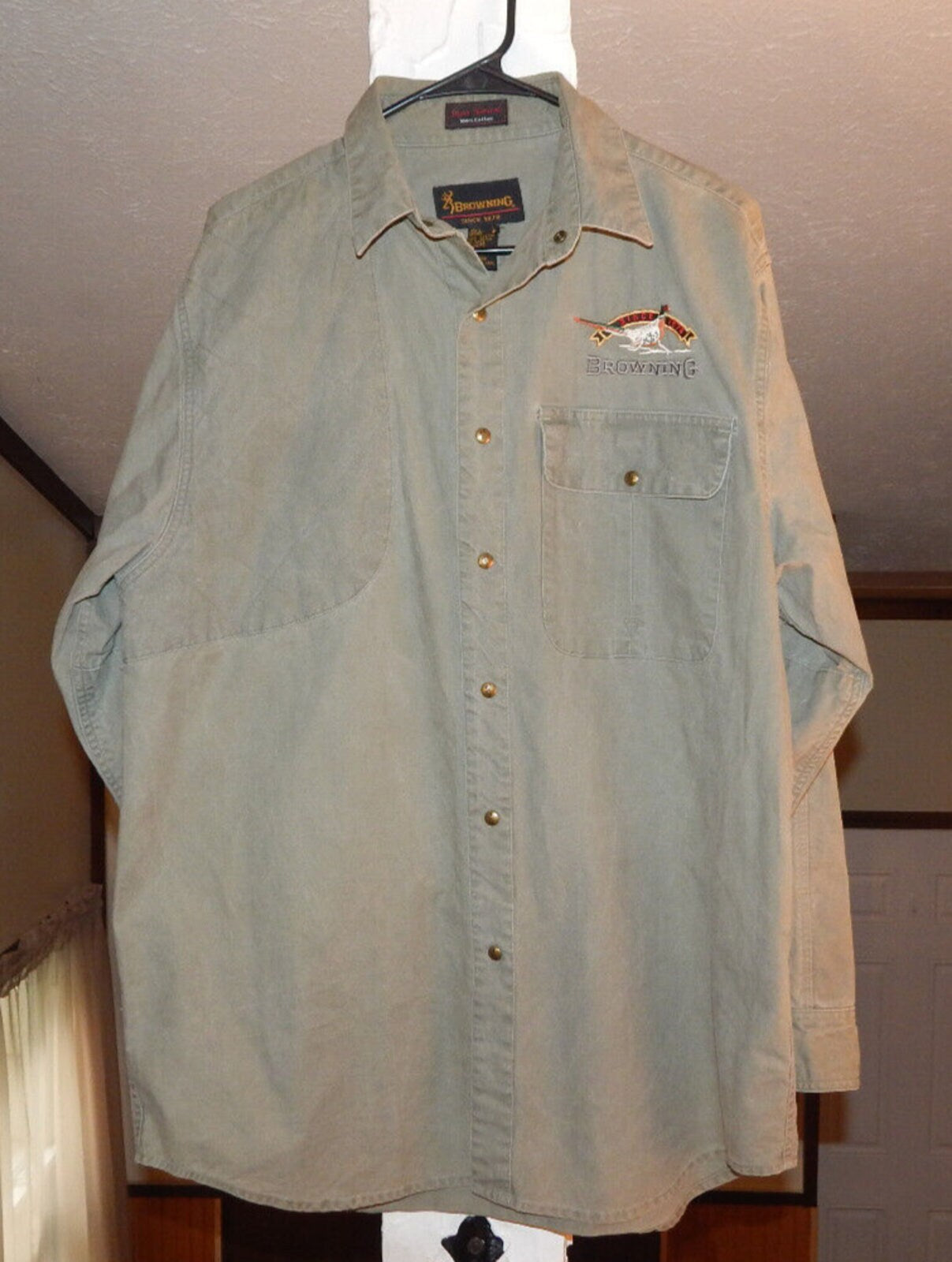 Vintage Browning Duck Hunters Outdoor Snap Button Hunting Shirt Mens Large