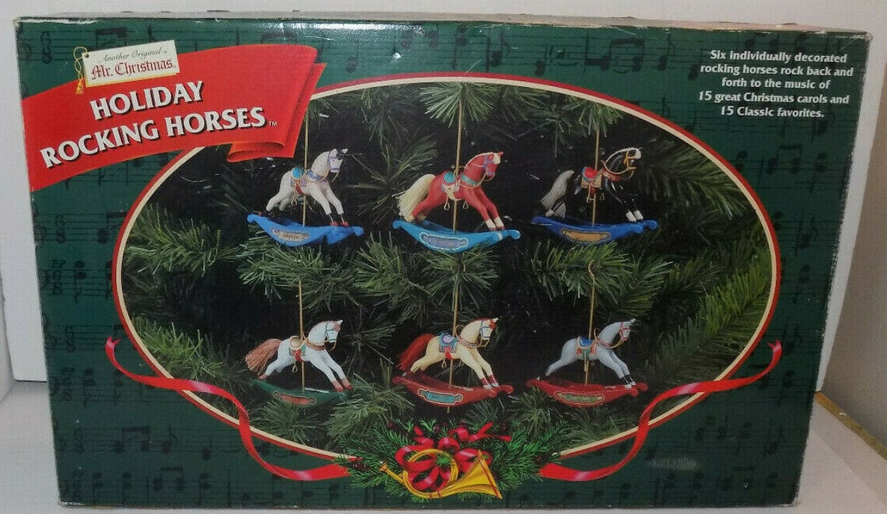 Mr. Christmas Rocking Horse Ornaments Six Horses 15 Carols 15 Classic Songs