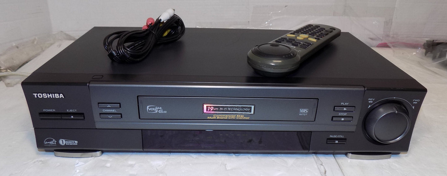 High End Toshiba w-727 Hi Fi Stereo 4 head VHS VCR Vhs Player with Remote & Cables