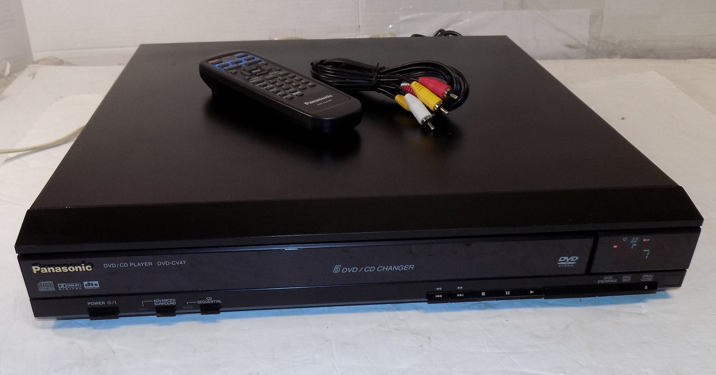 Panasonic Dvd-cv47 5 Disc CD DVD Player 5 Disc Changer With Remote, Cables & HDMI Adapter