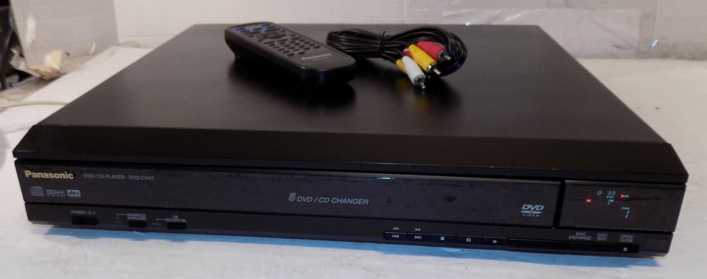 Panasonic Dvd-cv47 5 Disc CD DVD Player 5 Disc Changer With Remote, Cables & HDMI Adapter