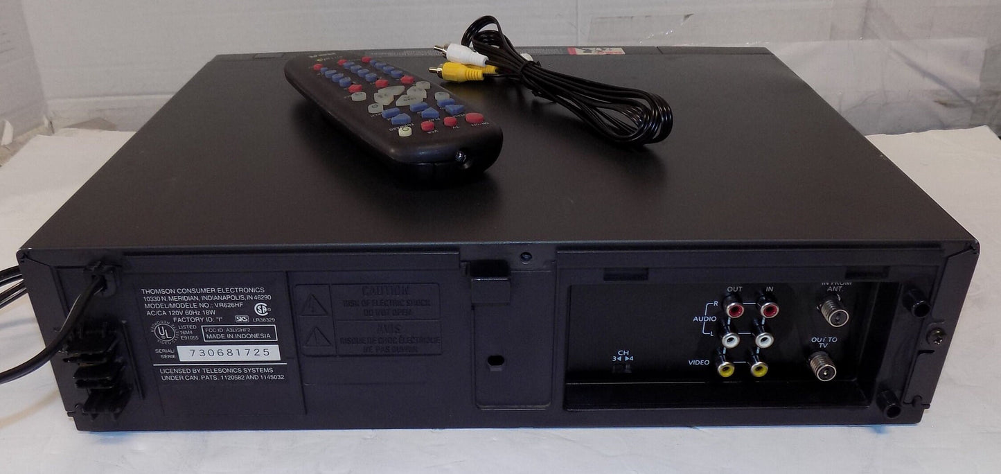 RCA VR626F HiFi VHS VCR Vhs Player with Remote Hdmi Adapter & Cables