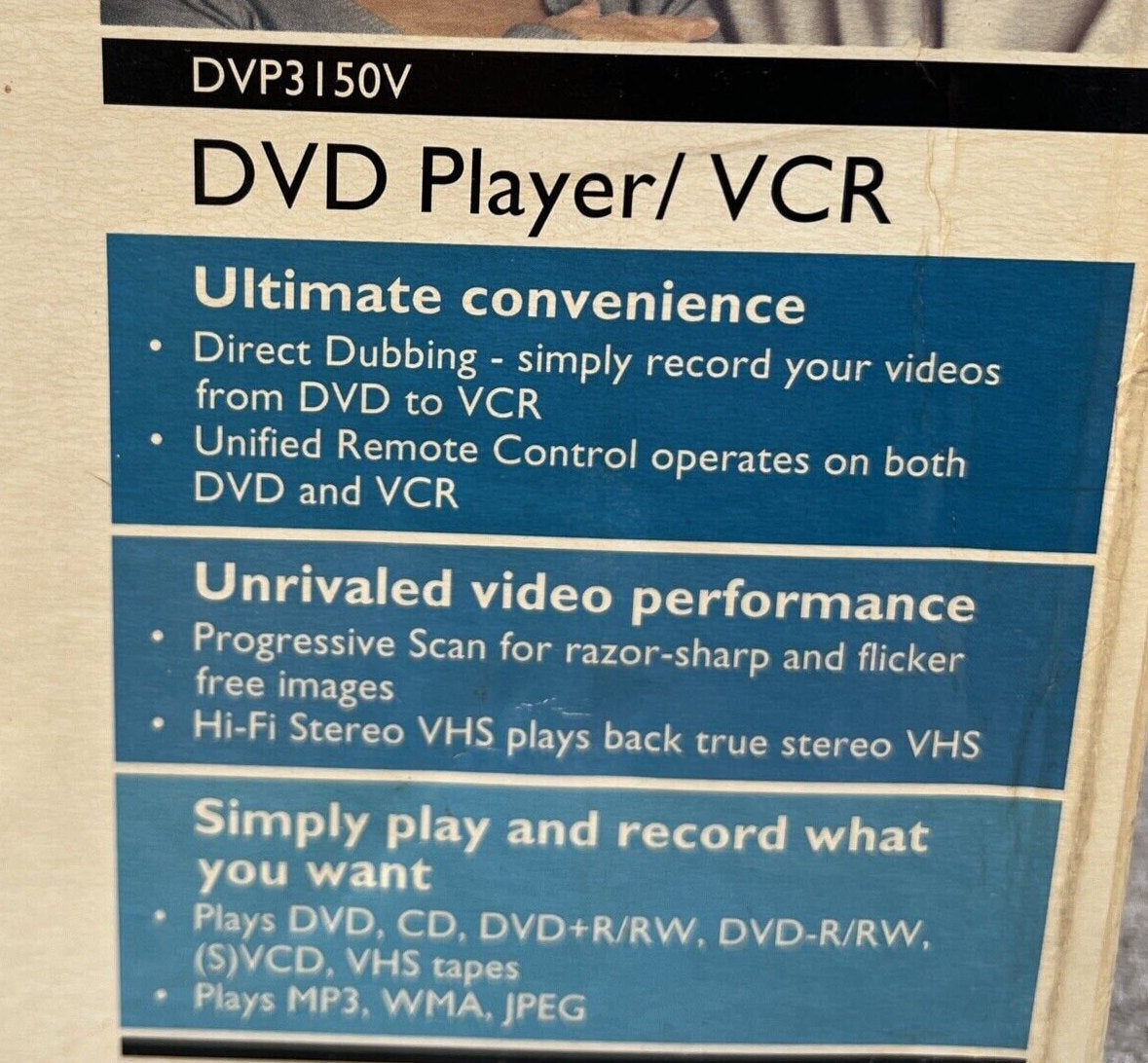 New Philips DVP3150 DVD VCR Combo with HDMI Adapter