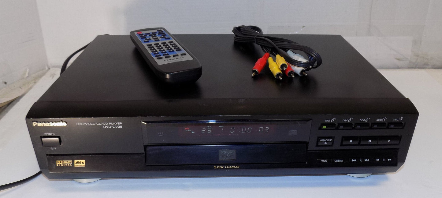 Panasonic Dvd-cv35 CD DVD Player 5 Multi Disc Changer With Remote and Cables