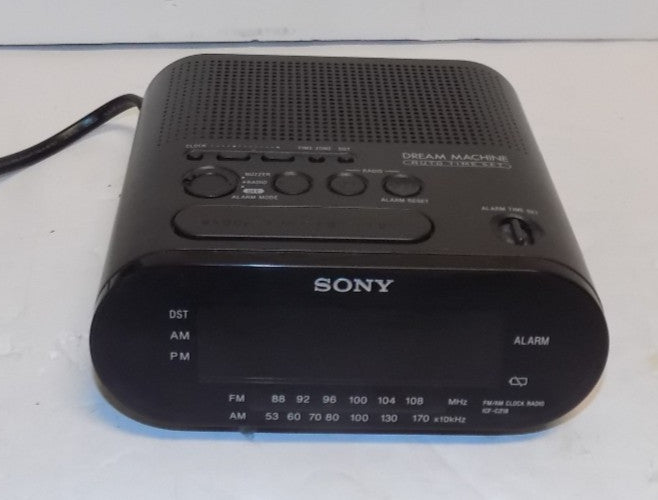 Sony Dream Machine AM/FM Dual Alarm Clock Radio Model ICF-C218 Black TESTED