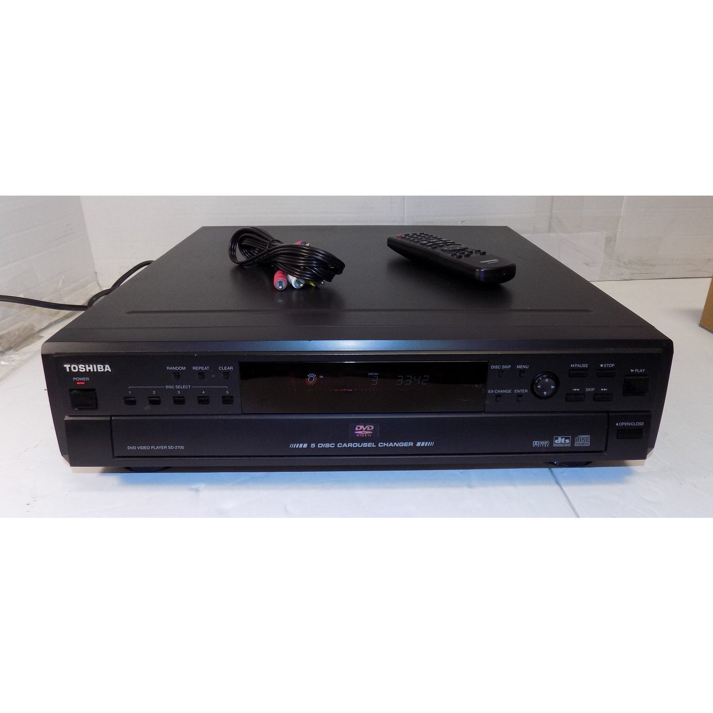 Toshiba SD-2705 5 Disc Dvd CD Player 5-Disc Carousel CD Dvd Player with Remote, Cables and Hdmi Adapter